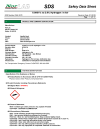 Thumbnail of document Data Sheet - Hydrogen (H2) Calibration Gas - 1049